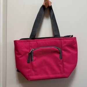 Chic Fuchsia Lunch Tote with Charcoal Handles